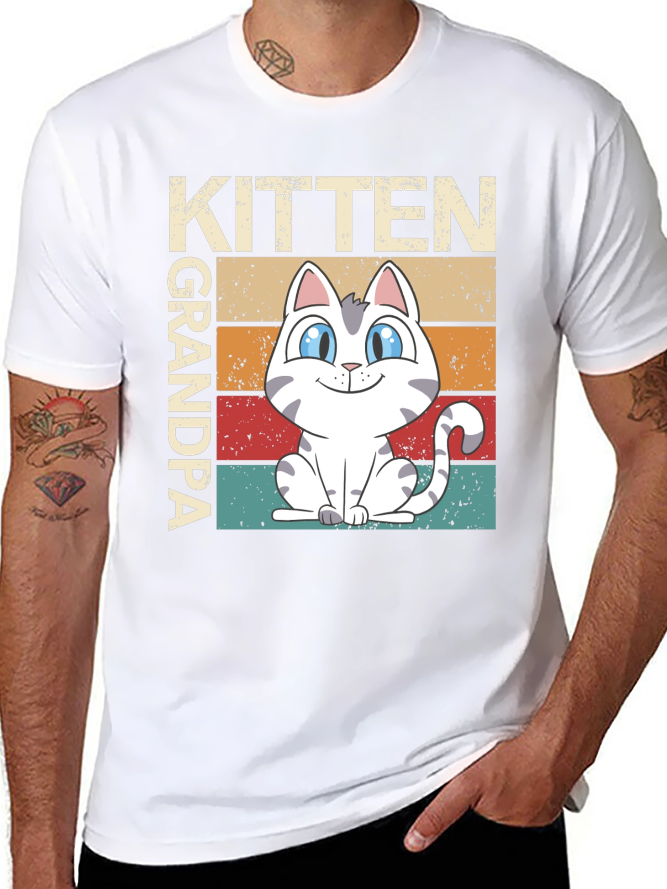 Kitten Grandpa Graphic Tee