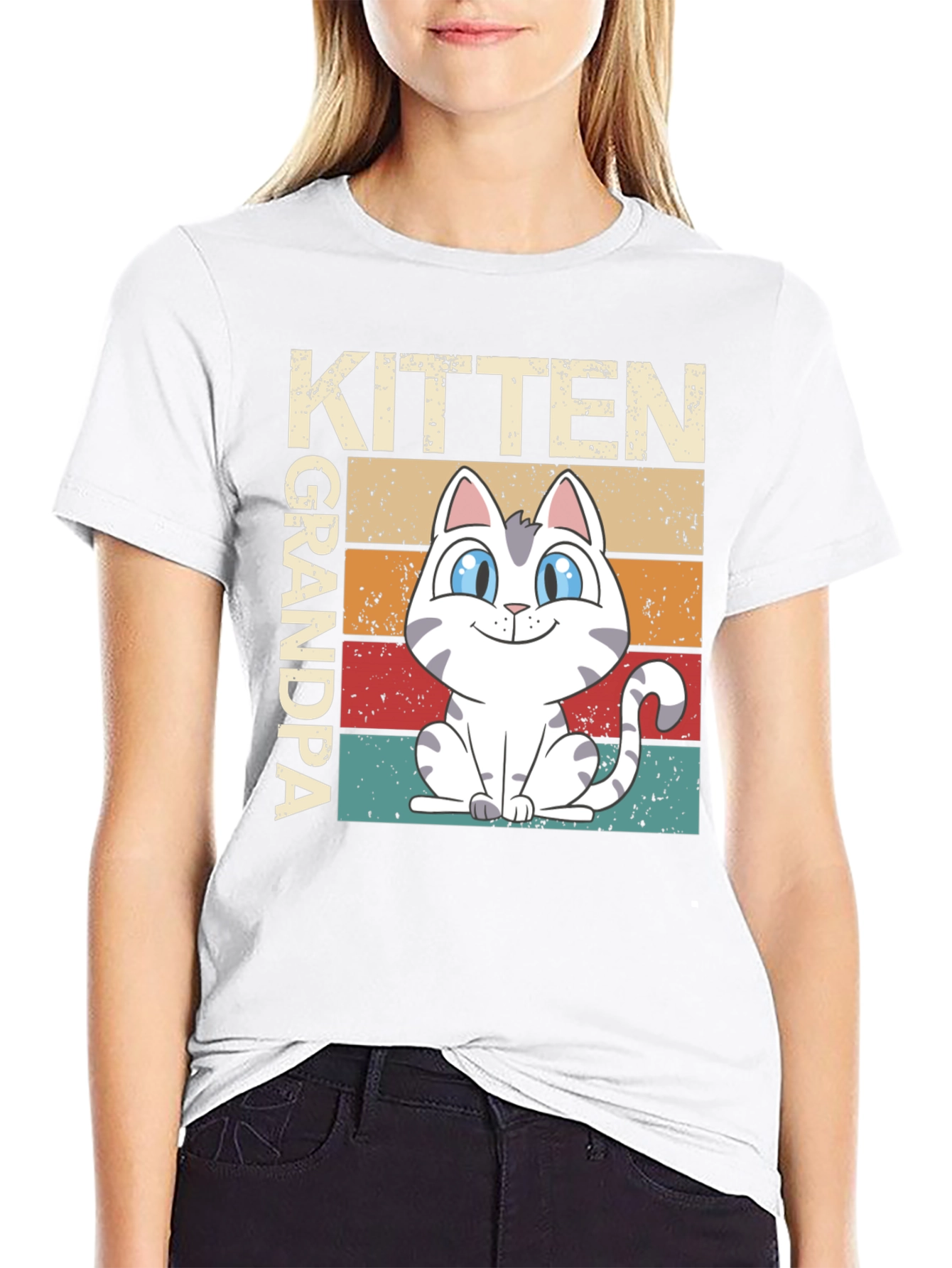Kitten Grandpa Graphic Tee