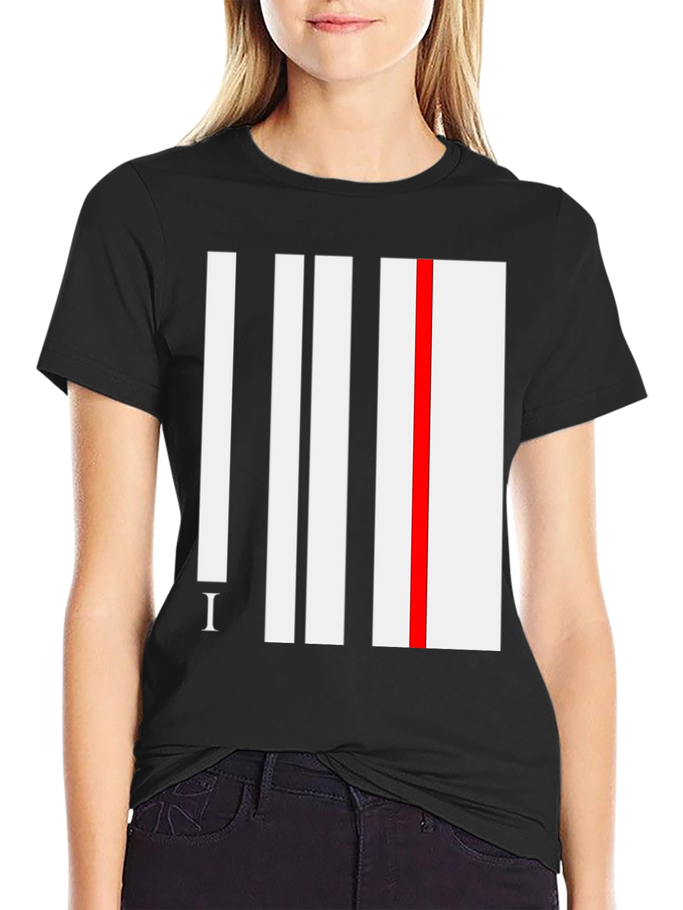 Modern Stripe Tee - Black Graphic Print Shirt