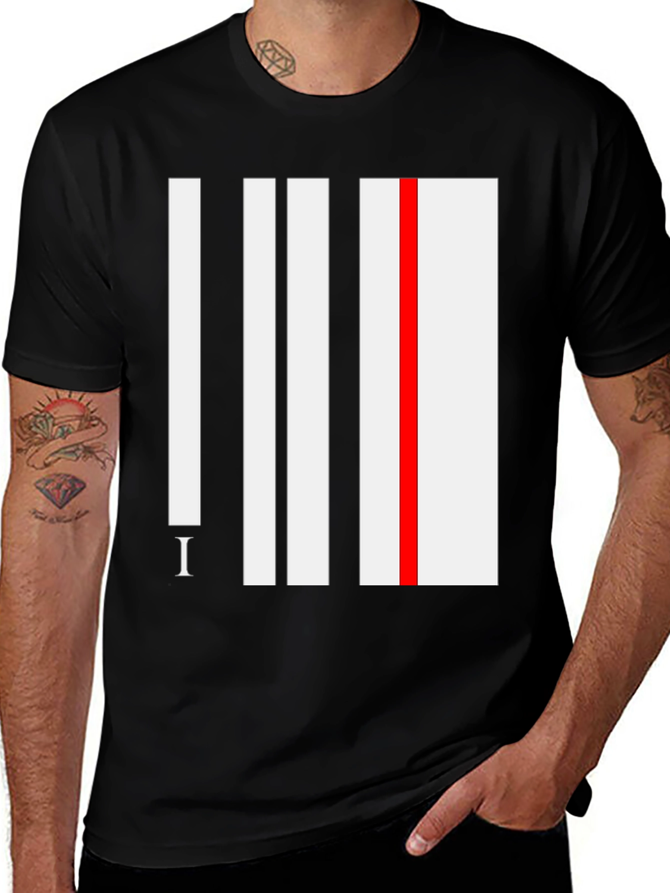 Modern Stripe Tee - Black Graphic Print Shirt