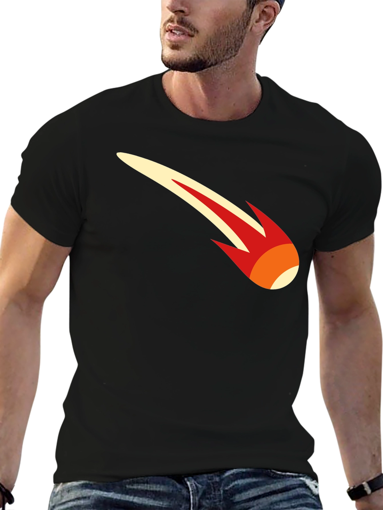 Retro Comet Graphic T-Shirt - Black