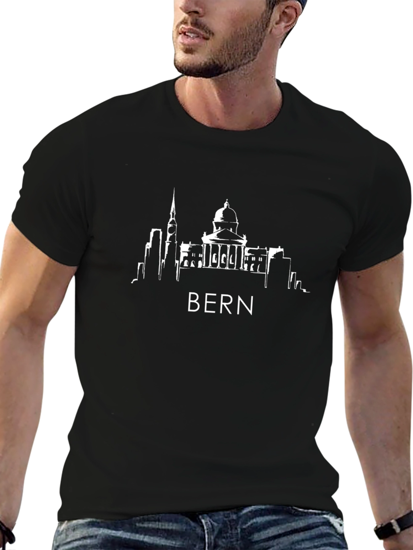 Bern Skyline Graphic T-Shirt - Black