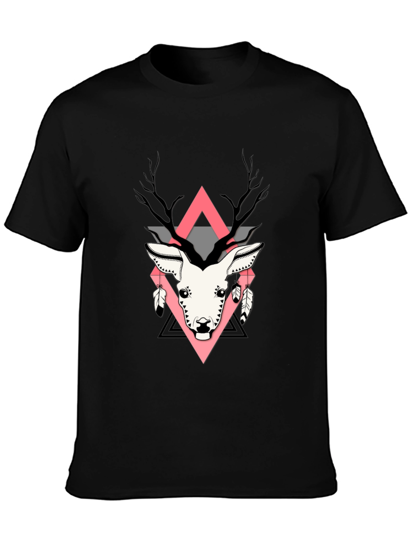 Geometric Deer Graphic Print T-Shirt