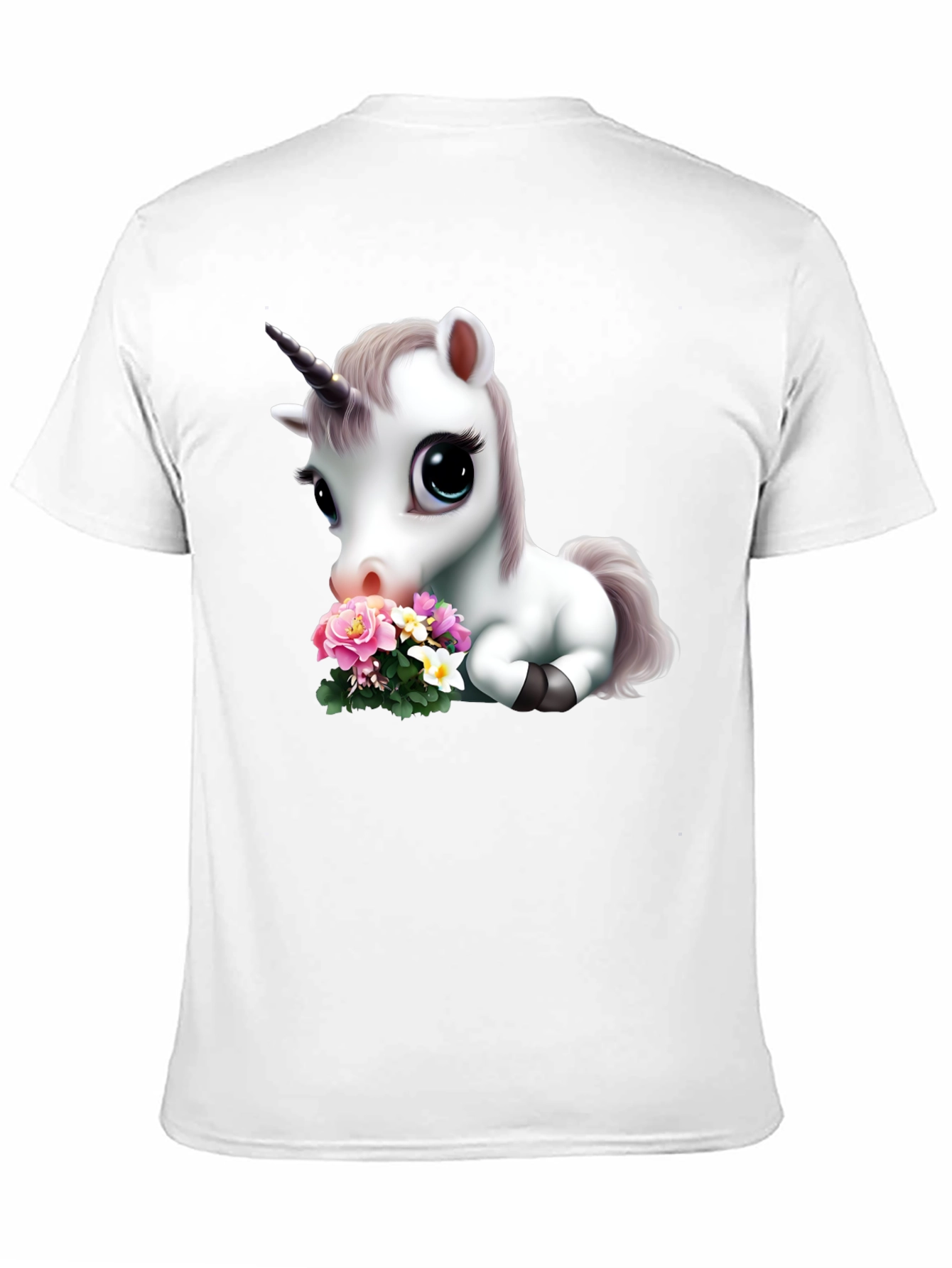 Cute Unicorn with Flowers Graphic T-Shirt