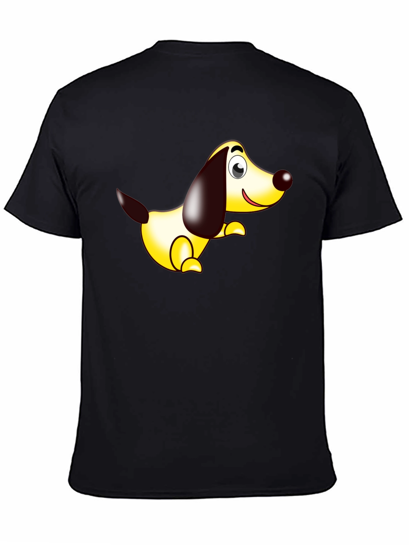 Cartoon Dog Graphic Tee - Black Comfort Fit