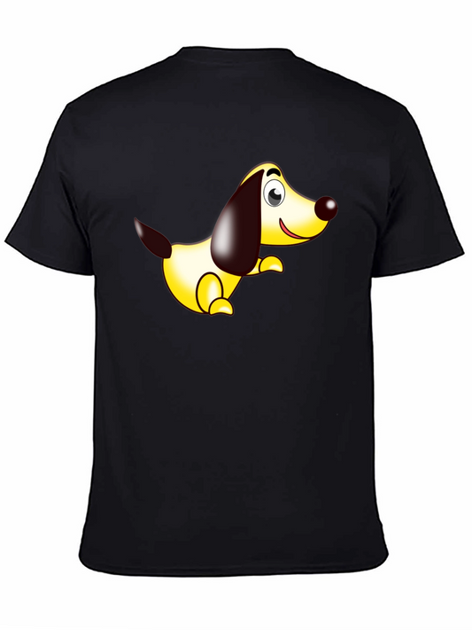 Cartoon Dog Graphic Tee - Black Comfort Fit