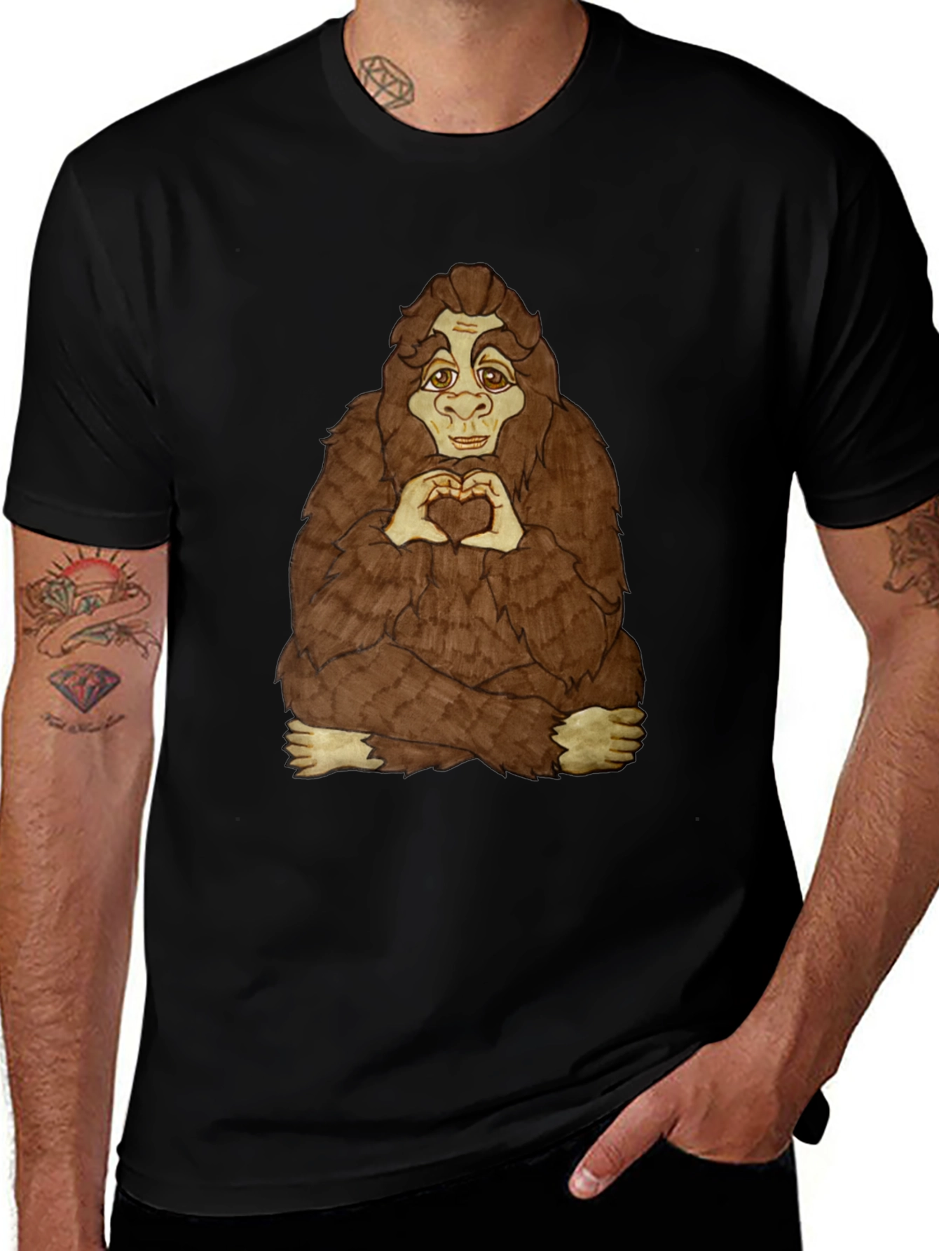 Bigfoot Heart Hands Graphic Tee - Soft Cotton Blend