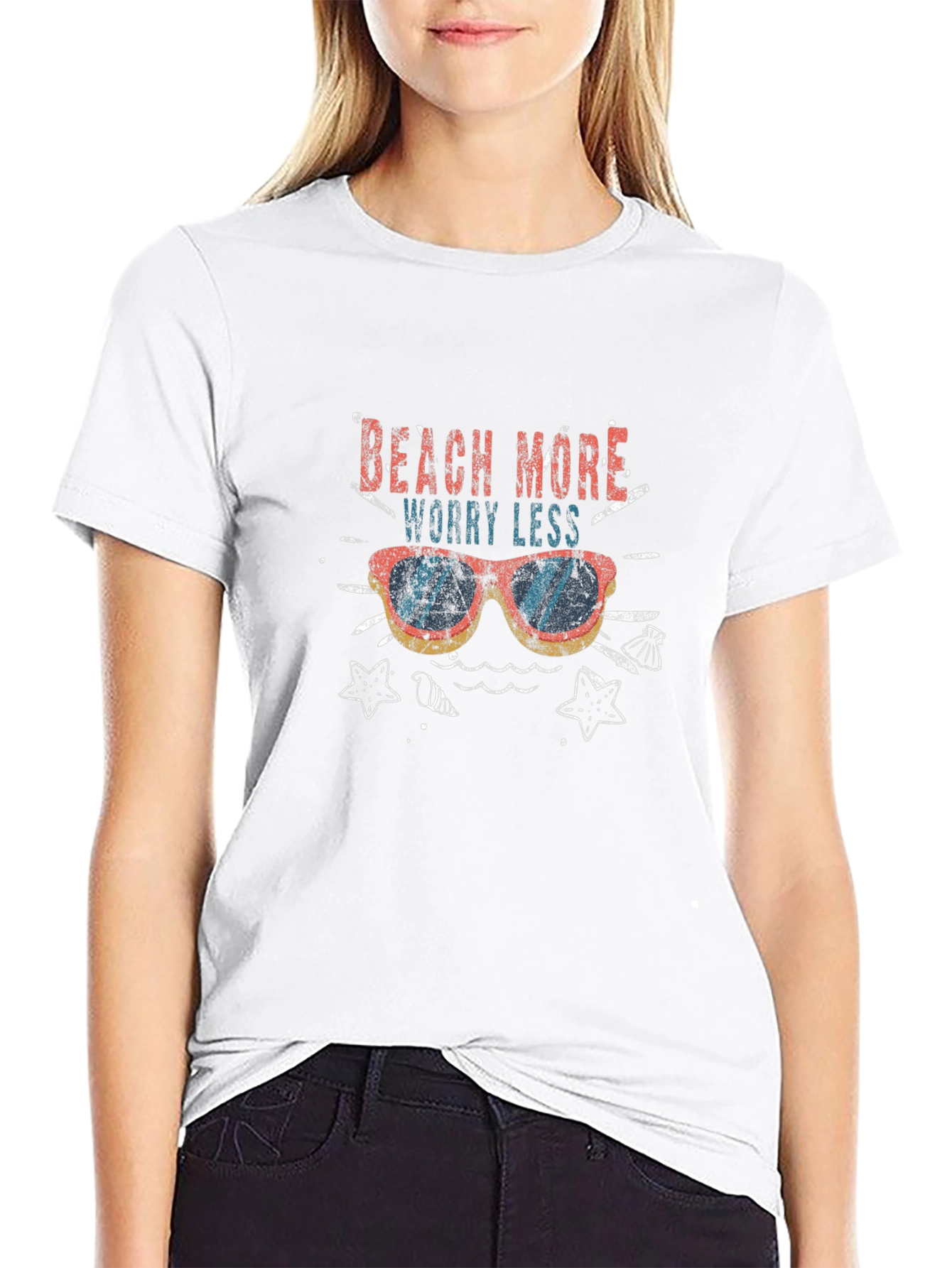 Beach More Worry Less Graphic T-Shirt