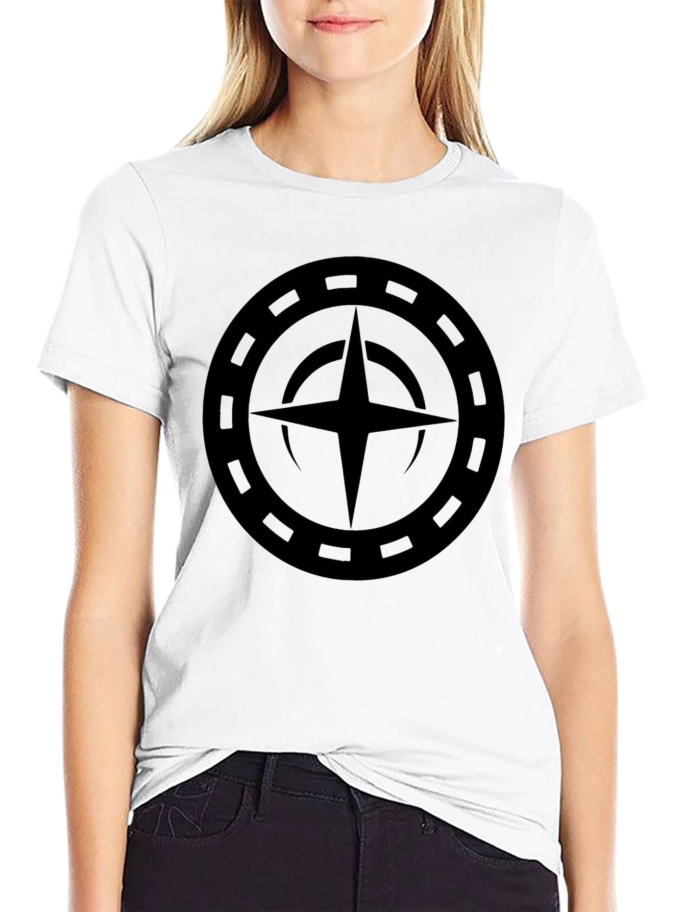 Mens Black Graphic Tee - Compass Design