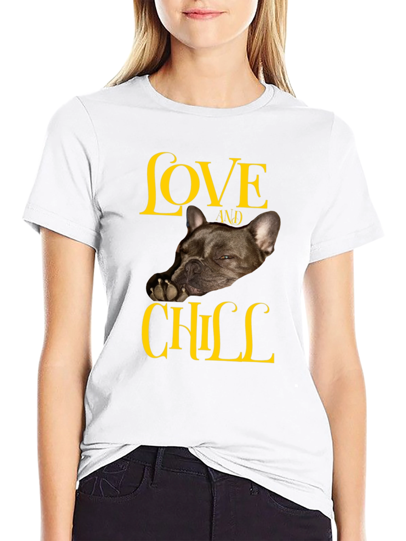 Love and Chill French Bulldog Black T-Shirt