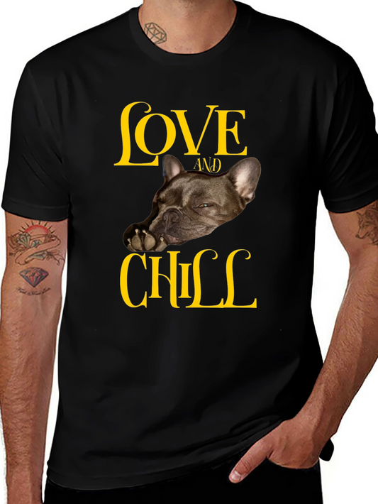 Love and Chill French Bulldog Black T-Shirt