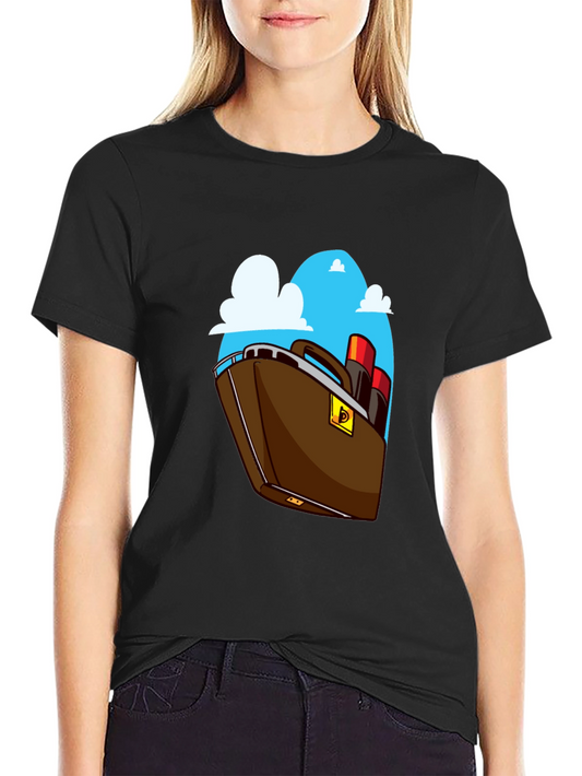 Cartoon Boat Graphic Tee - Black Cotton Comfort