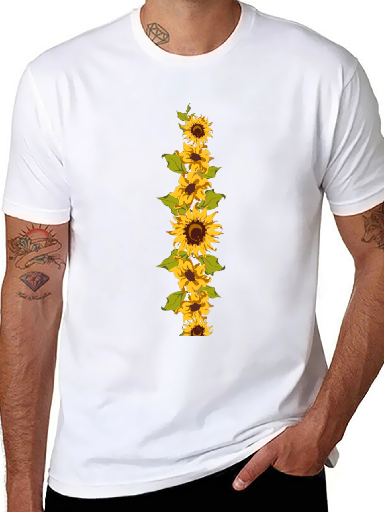 Sunflower Graphic Tee - Black Cotton Casual T-Shirt