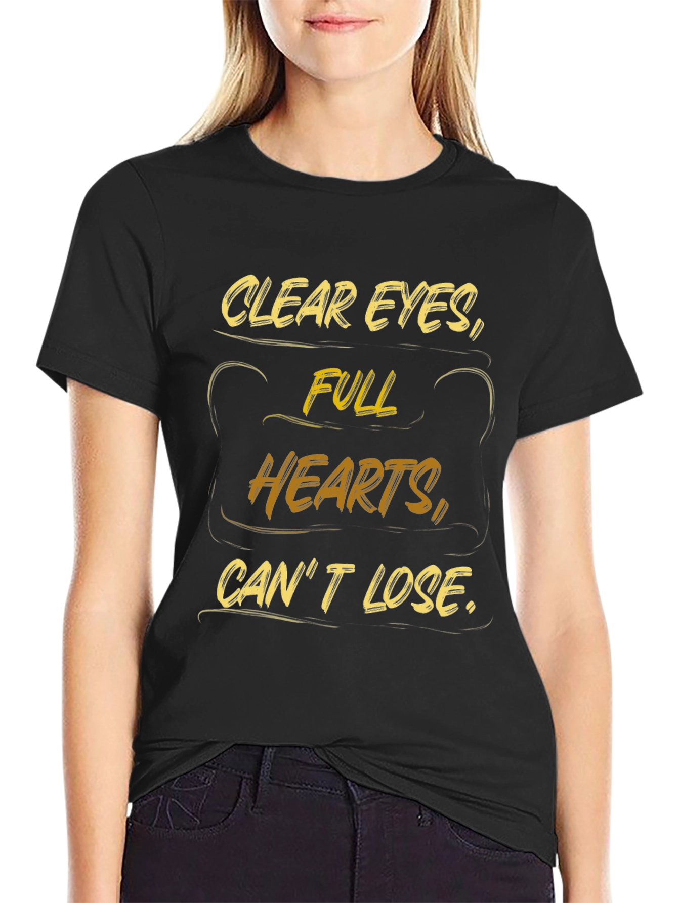 Inspirational Black T-Shirt: Clear Eyes Full Hearts