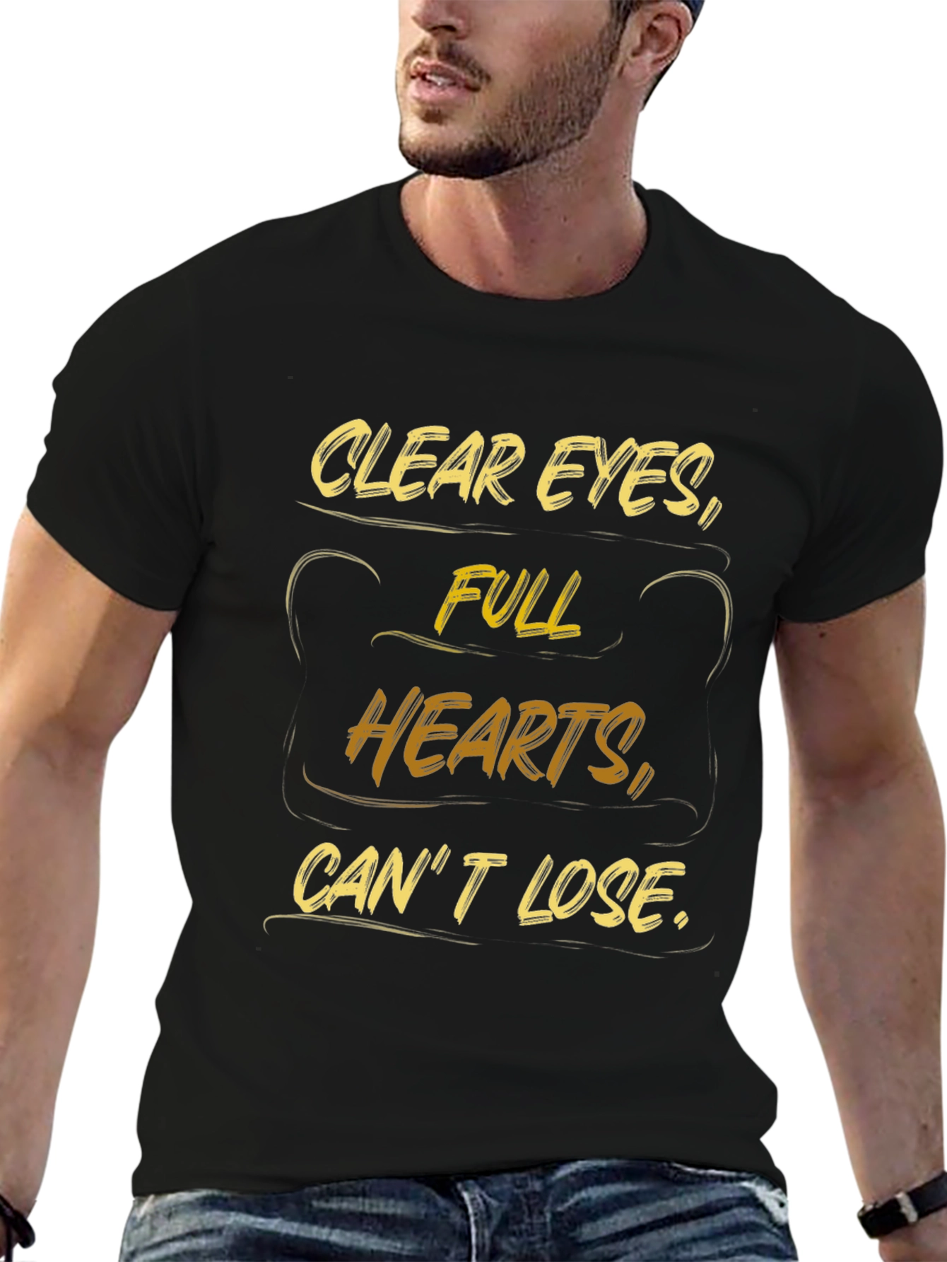 Inspirational Black T-Shirt: Clear Eyes Full Hearts