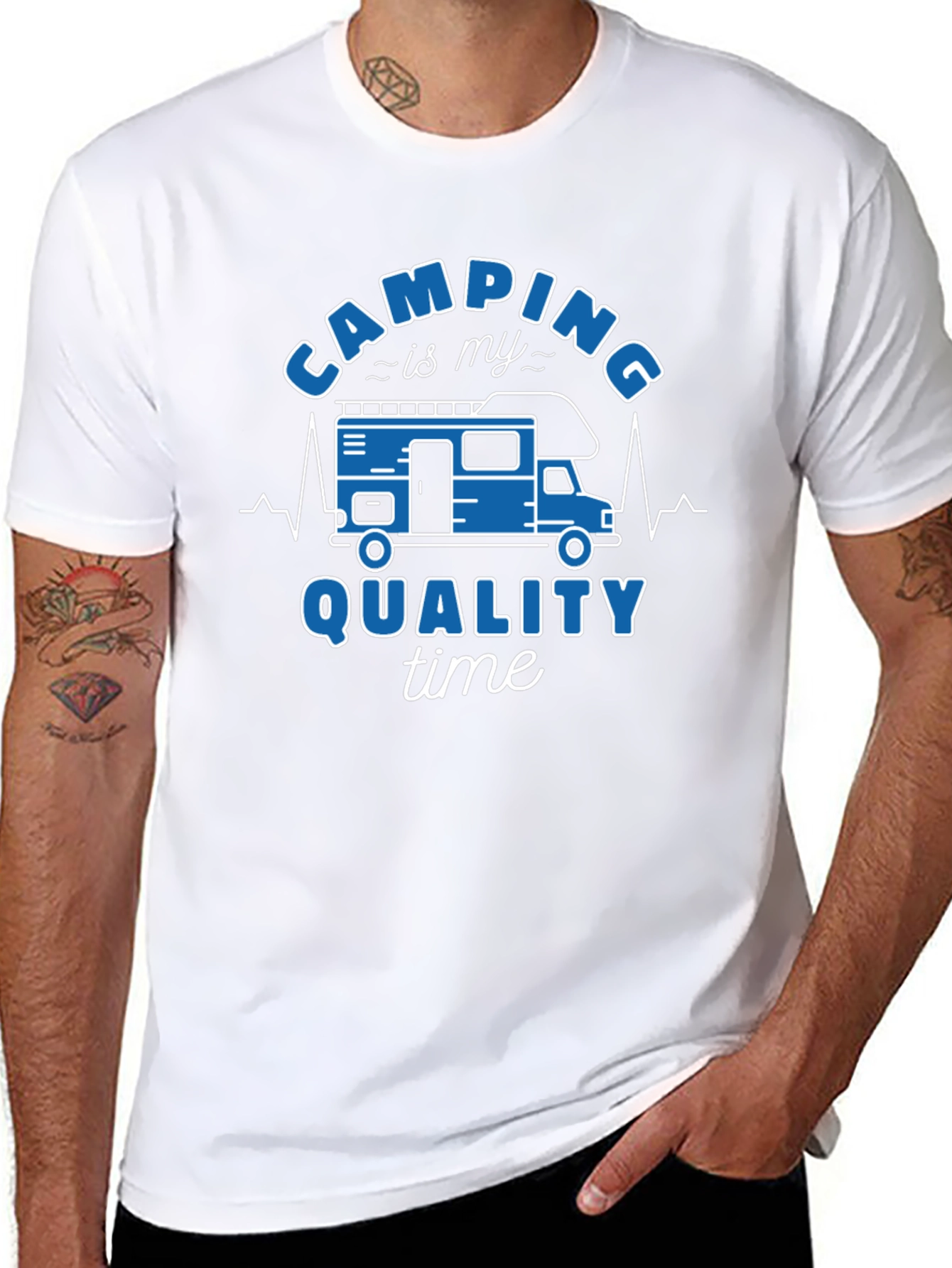 Camping Quality Time Graphic Tee - Black Cotton Shirt