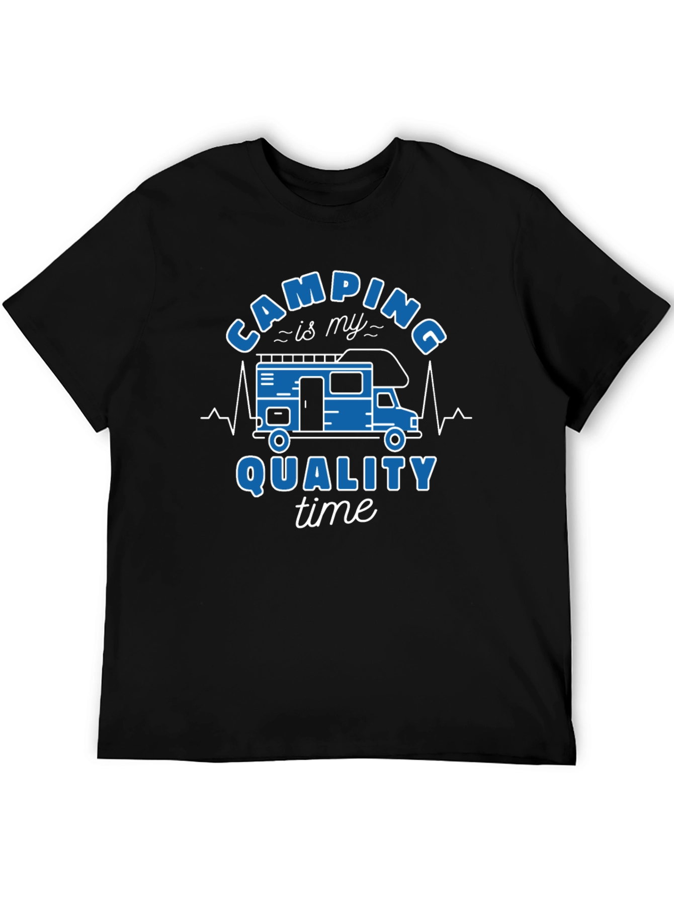 Camping Quality Time Graphic Tee - Black Cotton Shirt