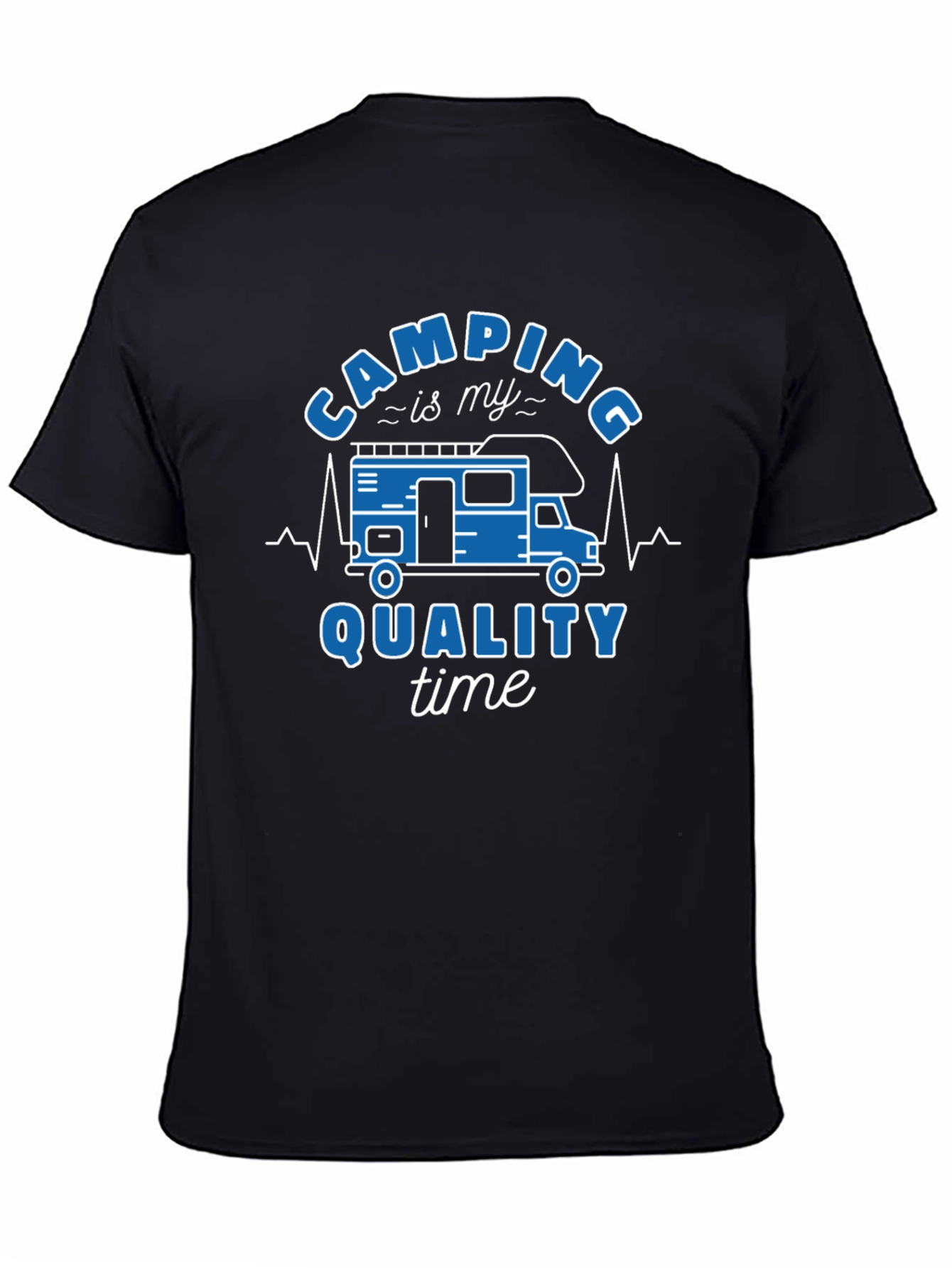 Camping Quality Time Graphic Tee - Black Cotton Shirt