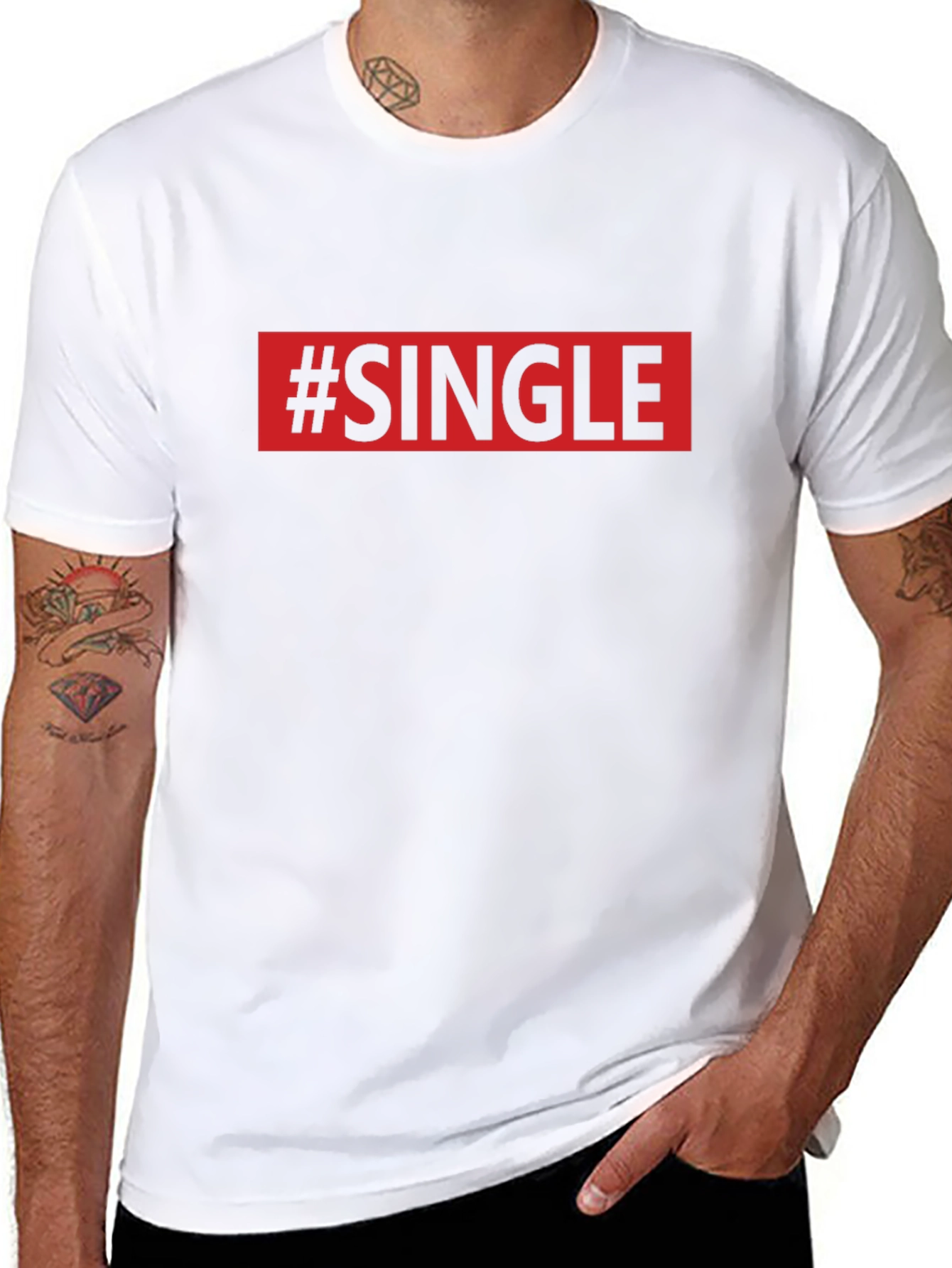#Single Graphic Print Crew Neck T-Shirt